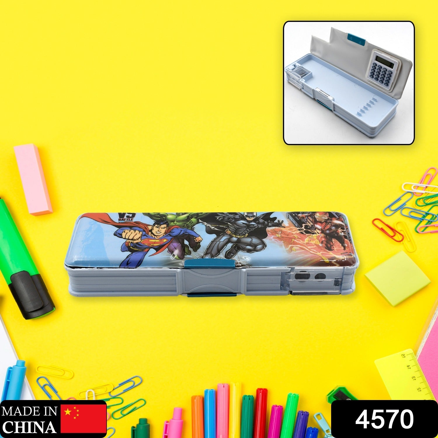 4570 Double Sided Magnetic Geometry Box, Pencil Box with Calculator and Sharpener for Boys Art Plastic Pencil Box for Girls and Boys 4570 Double Sided Magnetic Geometry Box, Pencil Box with Calculator and Sharpener for Boys Art Plastic Pencil Box for Girls and Boys
